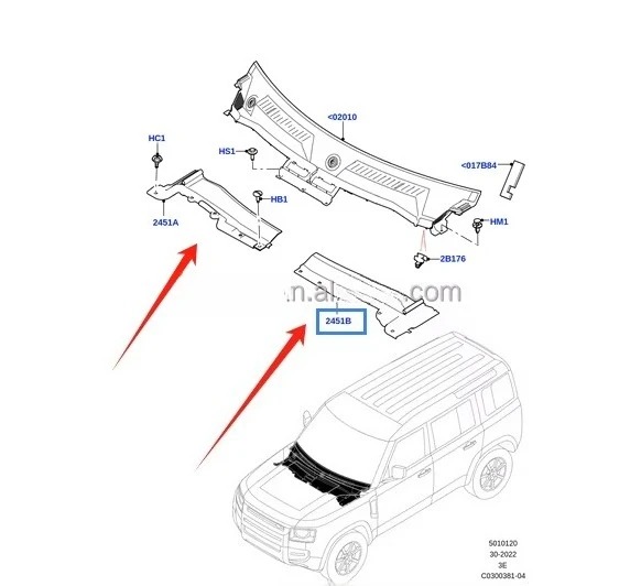 For  Defender 2020- LHD Front under Windshield Cowl side Panel LR183564 LR146280 LR132410 LR146135 LR131687 vent trim